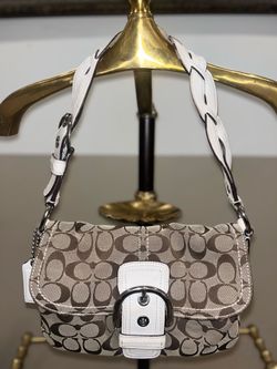 Coach Signature C Logo Braided Strap Flap Shoulder Bag Vintage Soho