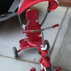 Radio Flyer Deluxe EZ Fold 4-in-1 Red Tricycle, Toddler Bike
