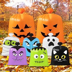 Set of 8 Halloween Leaf Bags
