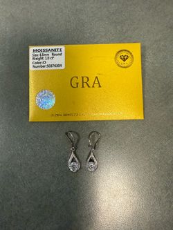 1ct Center Stone Drop/Dangle Earrings on .925 Silver