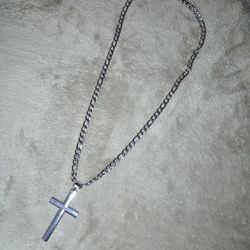 21"in Stainless Steel FIGARO Chain & Cross Pendant