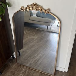Antique Gold Arched Baroque Mirror