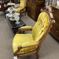 Antique Host & Hostess Velvet Chairs