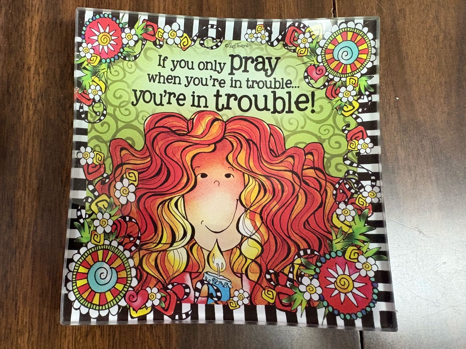 Glass Praying Trinket Tray Key Holder