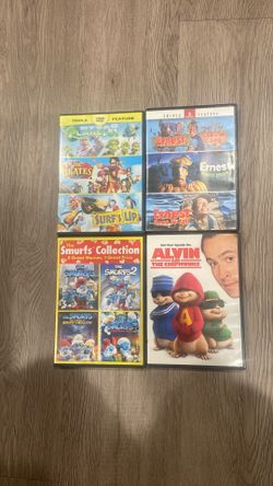 Lot of 11 Family DVD Sets Smurfs Ernest Alvin, and the Chipmunks surf’s up