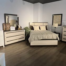 Queen Bed Frame, Dresser, Mirror And Nightstand 