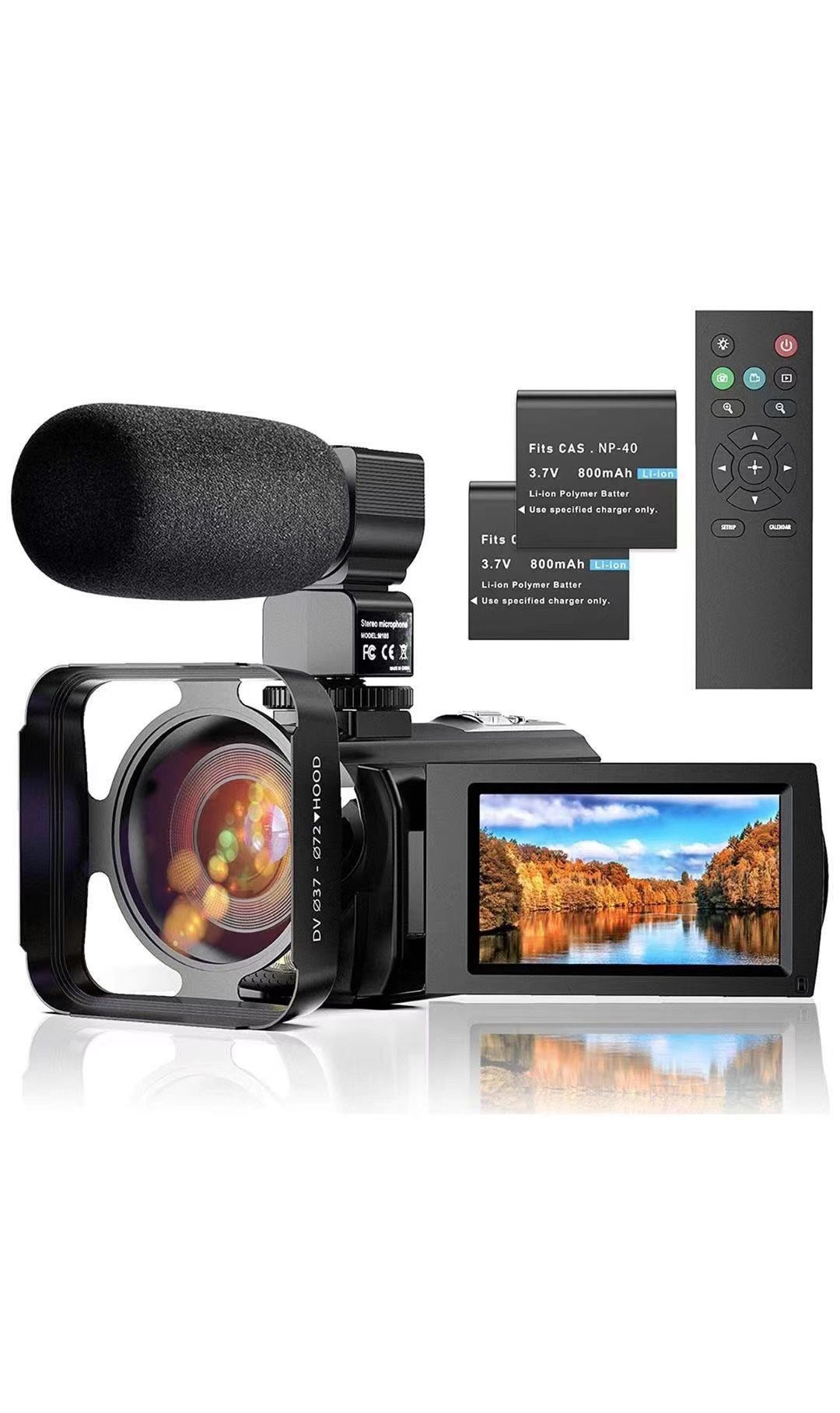 Video Camera Camcorder with Microphone, Full HD 1080P 24MP 30FPS FamBrow  Digital Vlogging Camera Recorder Night Vision Inch 270 Degree  Rot