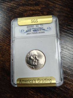 ​2005-D Jefferson Nickel American Bison - Satin Finish SGS MS70STN