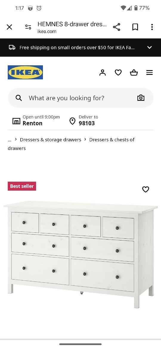 IKEA Hemnes Dresser, $100