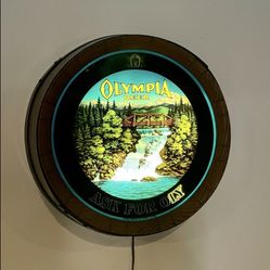 Olympia Beer Barrel Waterfall Motion Sign