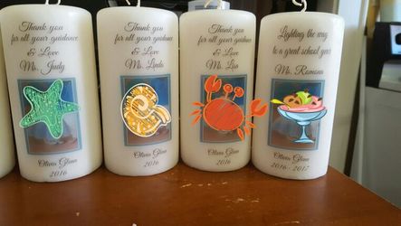 Custom candles, Teachers gift end of school year