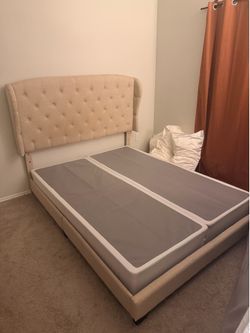 Queen bed frame/box springs/file cabinet