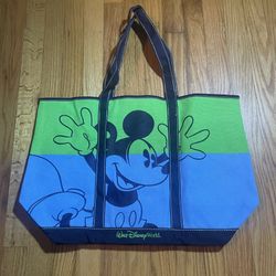 Walt Disney World Color Block Mickey Mouse Tote Bag 21”x12” - Blue Green
