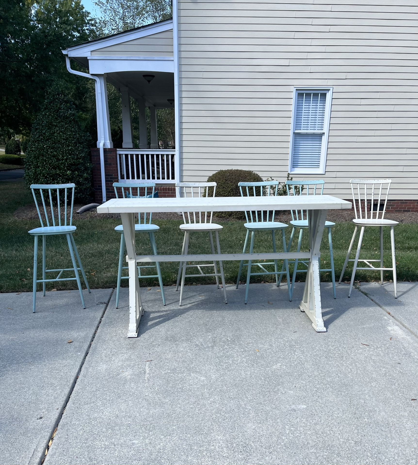 Outdoor High Top Table W/ 6 Chairs