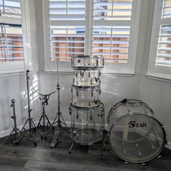 Vintage 1960's Star Royalstar Drums (Pre- Tama) Acrylic Transparent Drum Set with Rogers Hardware