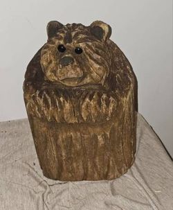 Hand carved wood bear