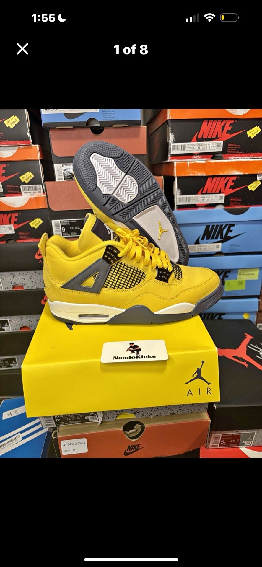 Air Jordan 4 Retro Lighting Tour Yellow Dark Blue Grey Size 10.5 2021 Release