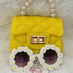 Yellow Handbag And Sunglass For Girls 