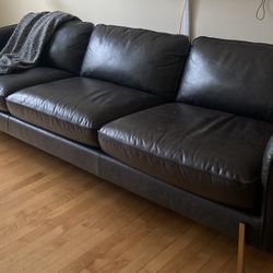 CB2 Black Leather Couch