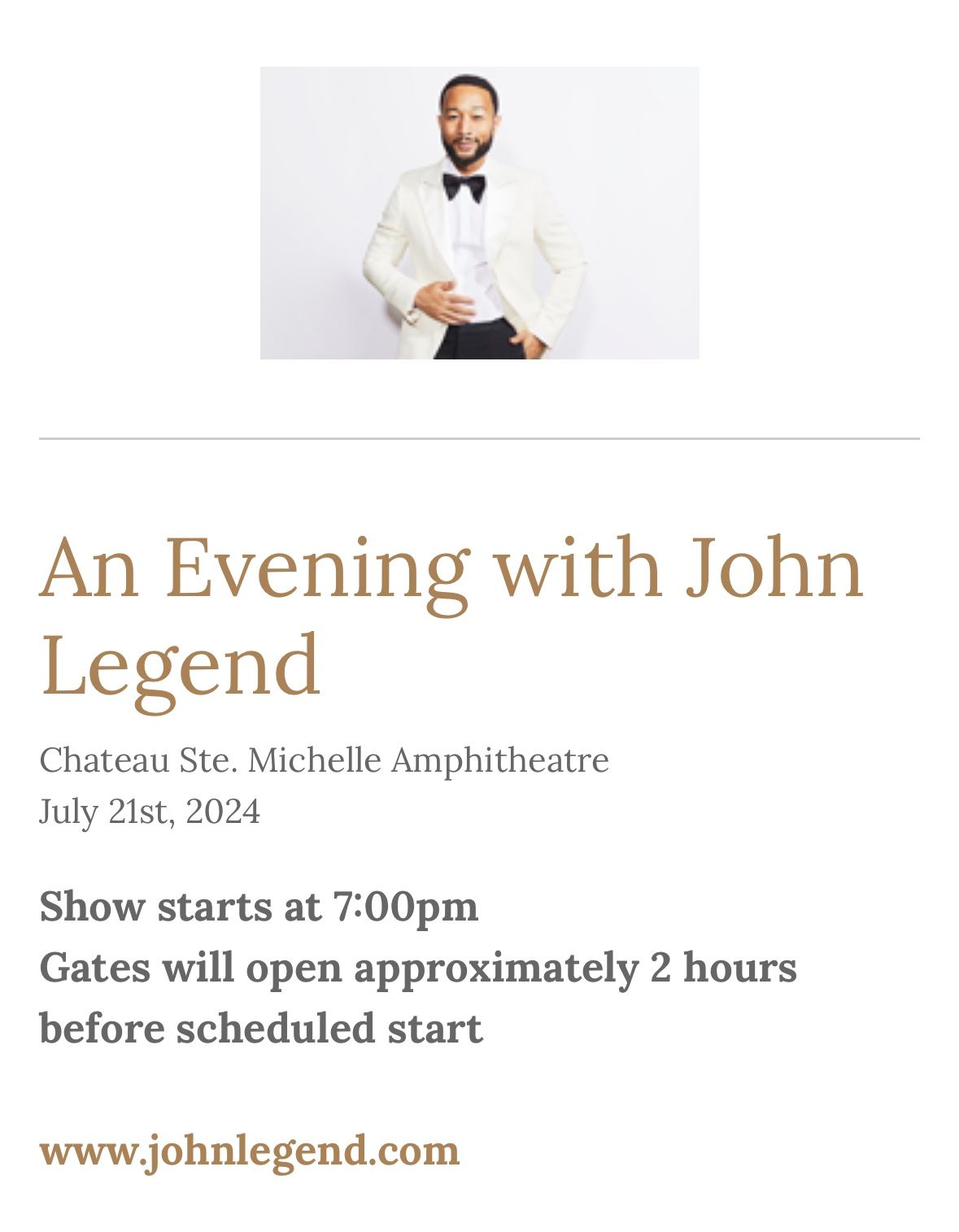 ✅ (2x) John Legend Concert Tickets | 5th Row!