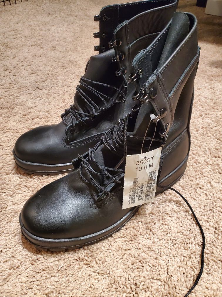 Black Leather, Steel-Toed work boots