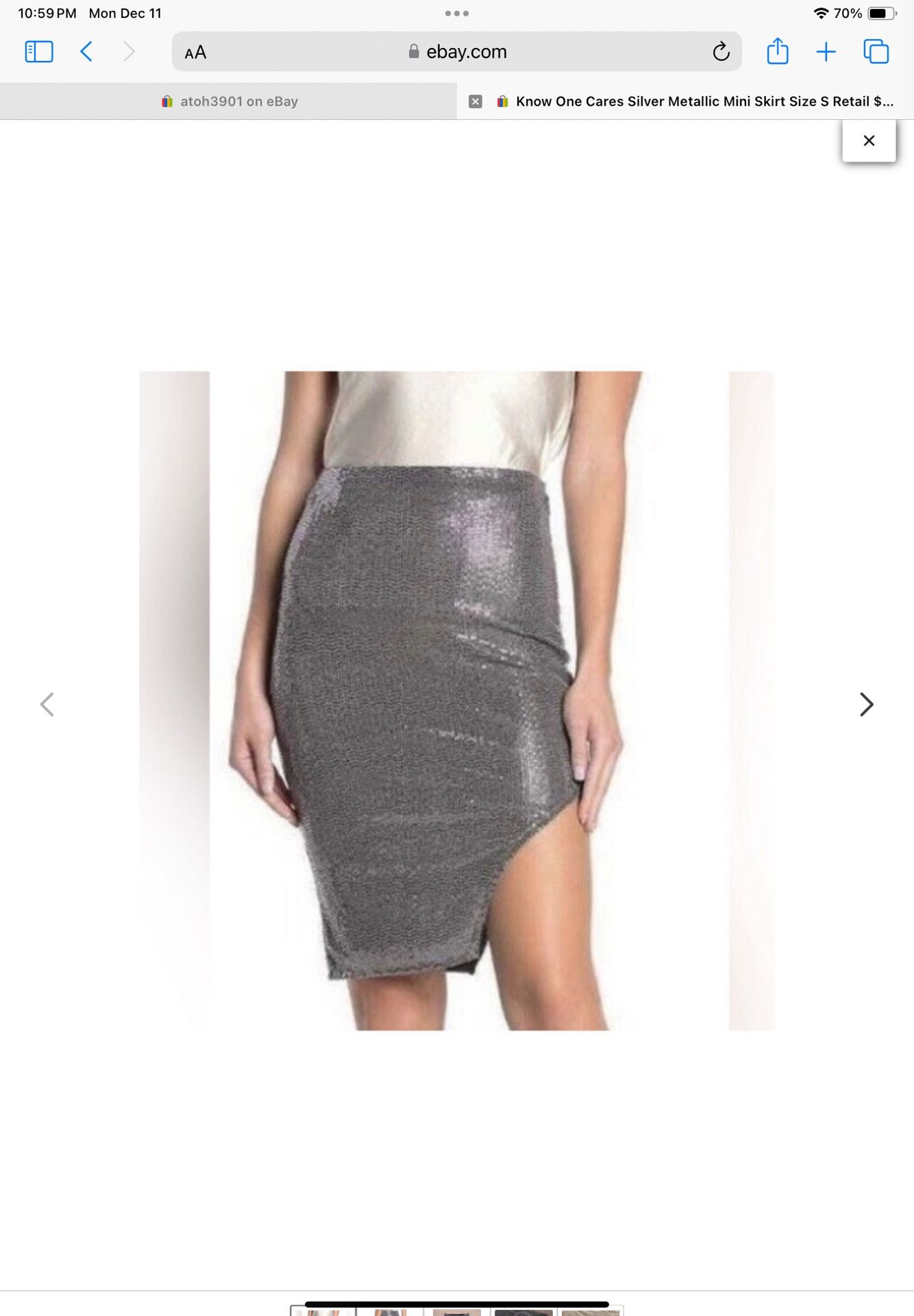 Silver Metallic Skirt Size S Retail $80