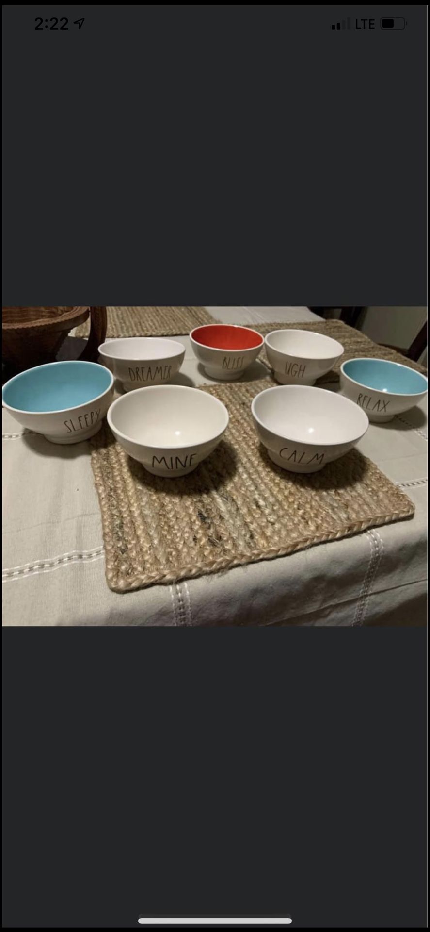 RAE DUNN BOWLS & MUGS (WILL NOT SEPARATE THEM, FIRM PRICE)