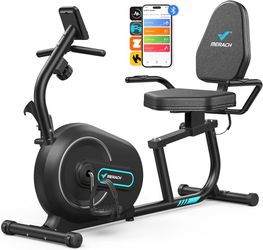 E307-MERACH Recumbent Exercise Bikes for Home with Smart Bluetooth Equipment Exercise Bikes App,LCD,Heart Rate Handle Stationary Bikes for Home, Magne