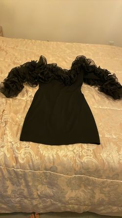 Medium New Without Tags Black Mini Dress Long Sleeve Off The Shoulder 