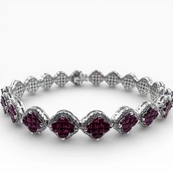18k White Gold with Rubies 6.17 Carat with 6.75" Bracelet. (New)