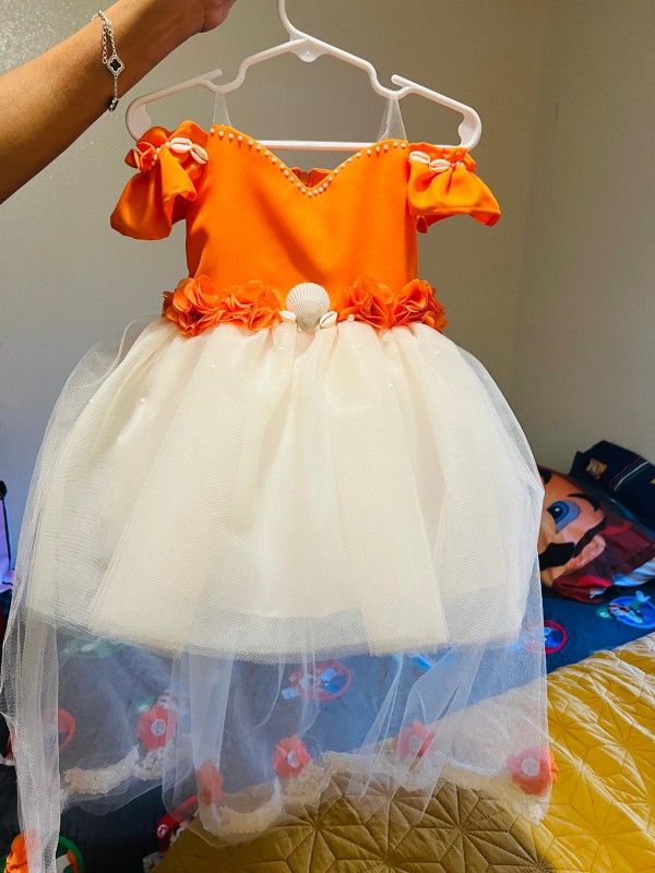 Estilo Moana Color Naranja Y Blanco Talla 1