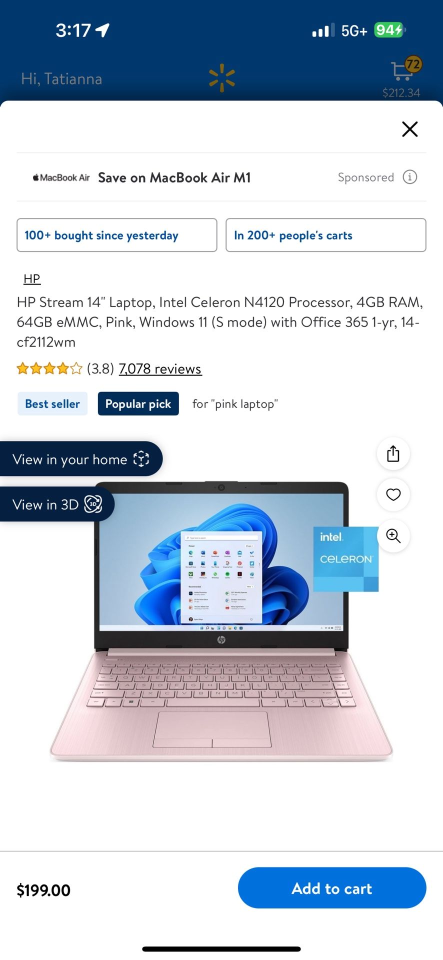 HP LAPTOP 14 In Pink 