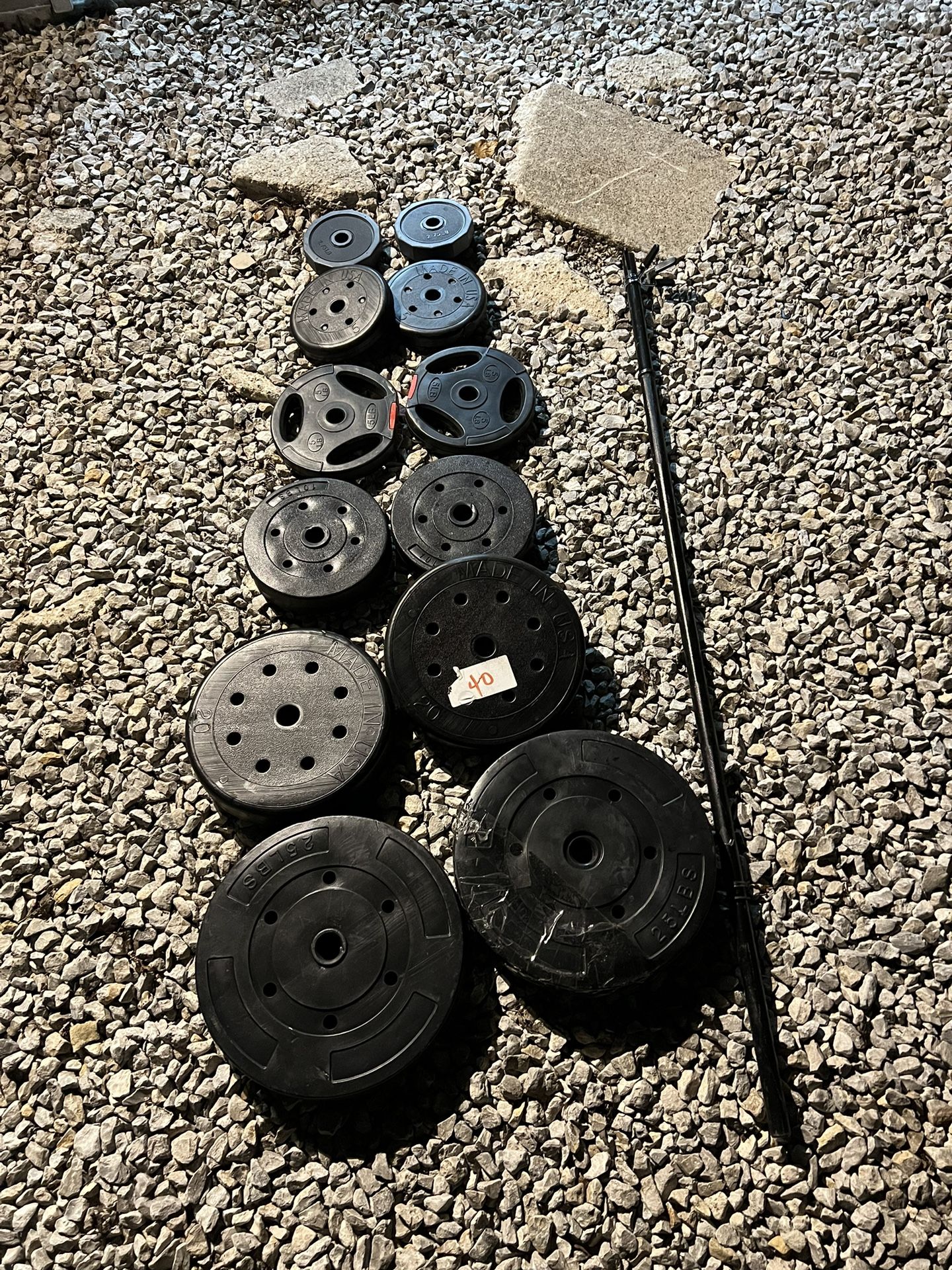 1” Standard Vinyl Weight Plate Set With Bar 120+ Lbs