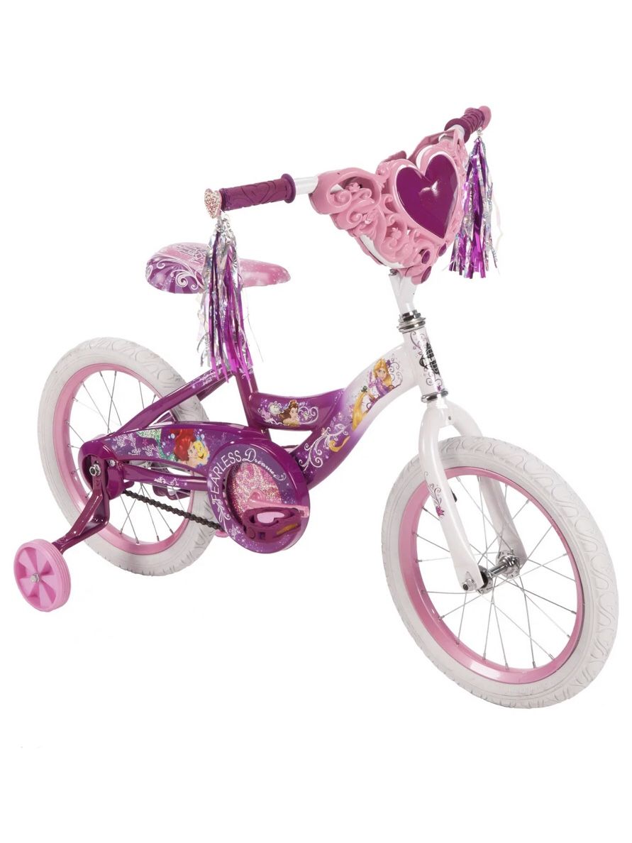 NEW Disney Princess 16" Girls' Pink Bike with Heart Basket, by Huffy