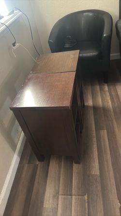 Set of two red Oakwood tables