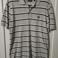 RALPH LAUREN CHAPS polo shirts for men size MEDIUM Grey  Black And White Stripes