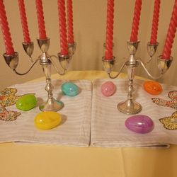 Duchin Sterling Silver Vintage Weighted Candelabras Pair 5 Candle Convertible 