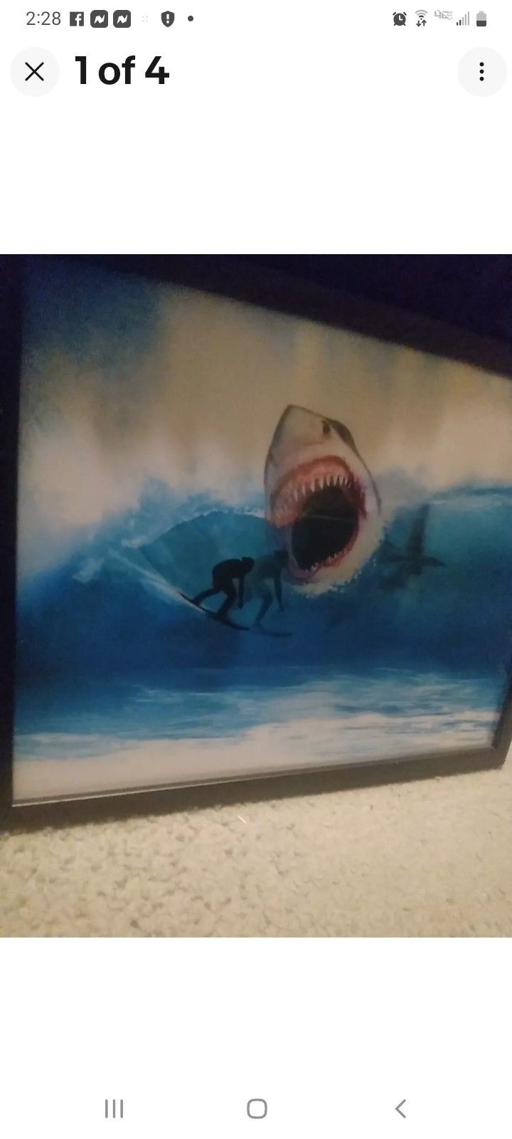 HD 3D 18x14 "Shark" Holographic Framed Picture