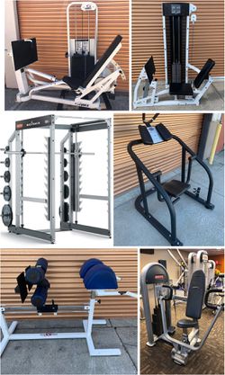 Olympic Smith Machines, Weight Benches, Leg Presses, Chest Press, GHD, Ab Machines, Dumbbells