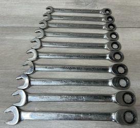 Snap On 10pc Flank Drive 10mm-19mm Ratcheting Wrench Set - SOXRM710A (PO1023328)