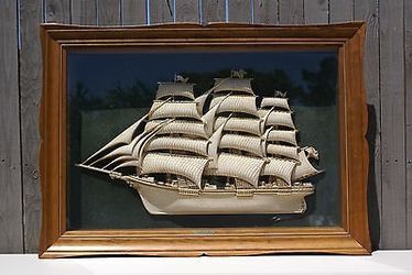 Vintage Turner Wall Accessory Shadow Box Boat Frame 