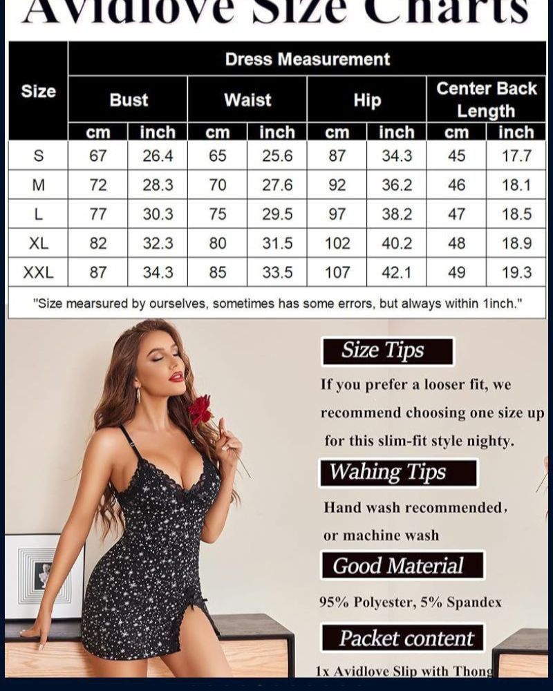 Avidlove Womens Lingerie Sexy Lace Babydoll V Neck Sleepwear Cotton Nightgowns for Women Chemise