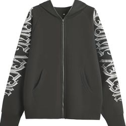 y2k hoodie full zip black