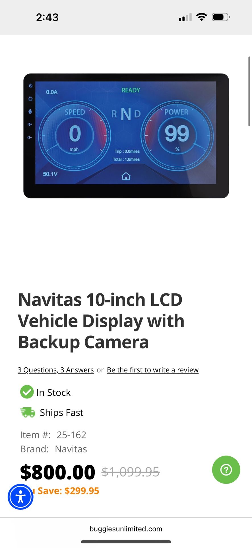Navitas 10-inch LCD Vehicle Display with Backup Camera