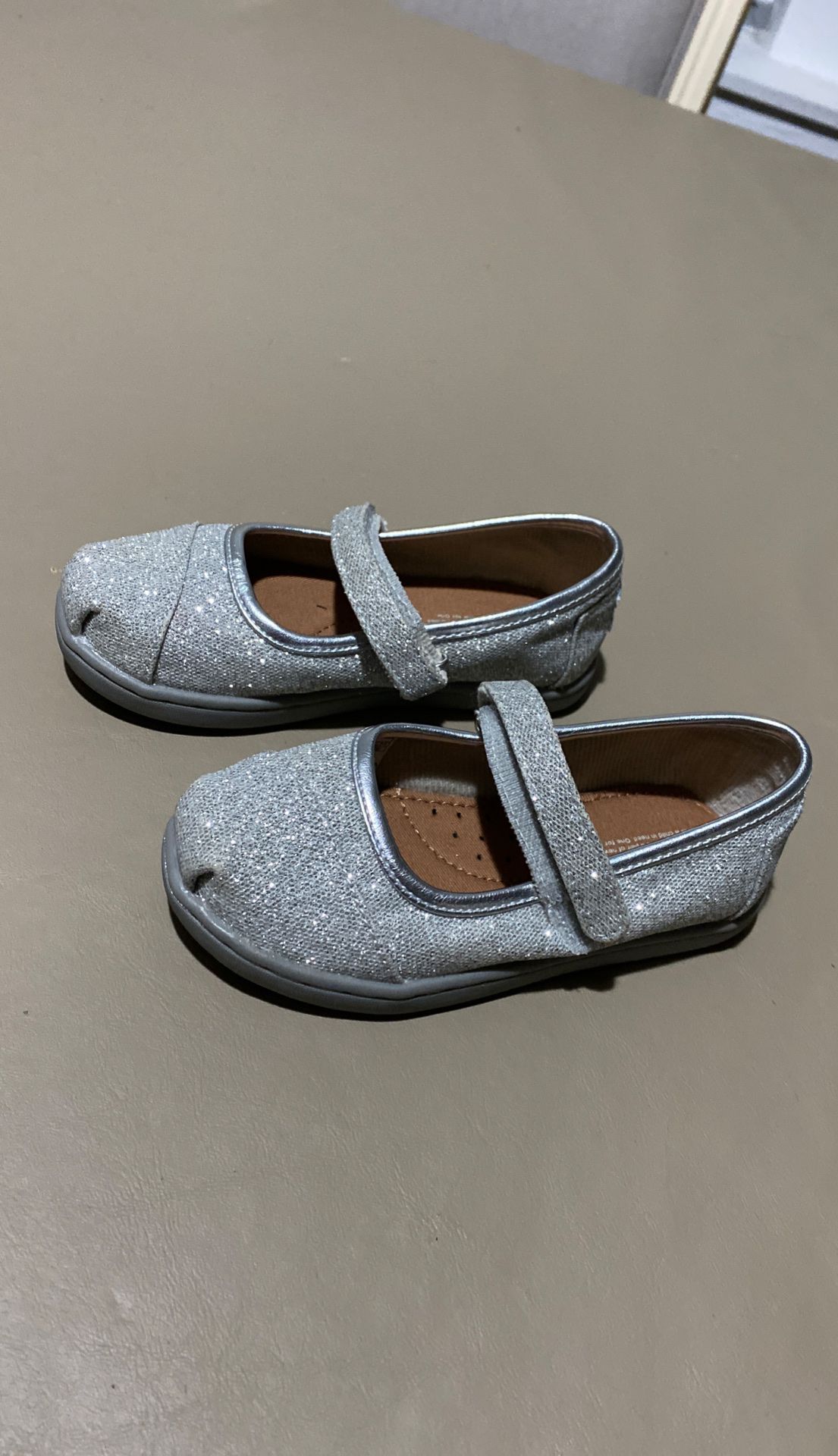 TOMS TODDLER SILVER SHOES