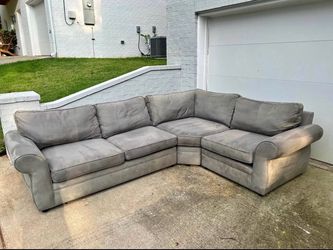 Gray Fabric L-Shaped Sectional Sofa