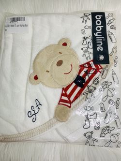Hooded Baby Towels and Washcloths for Bath Red Navy Bear