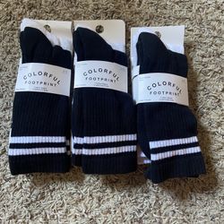 2 Pair Crew Socks Black & White