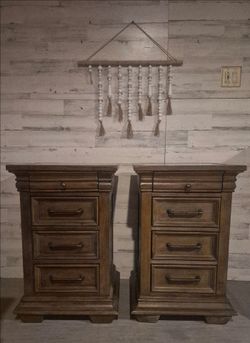 Set of marble top extra tall Nightstands