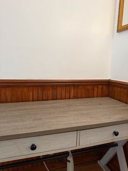 Gray Wood Desk w/ Power Cord Holder